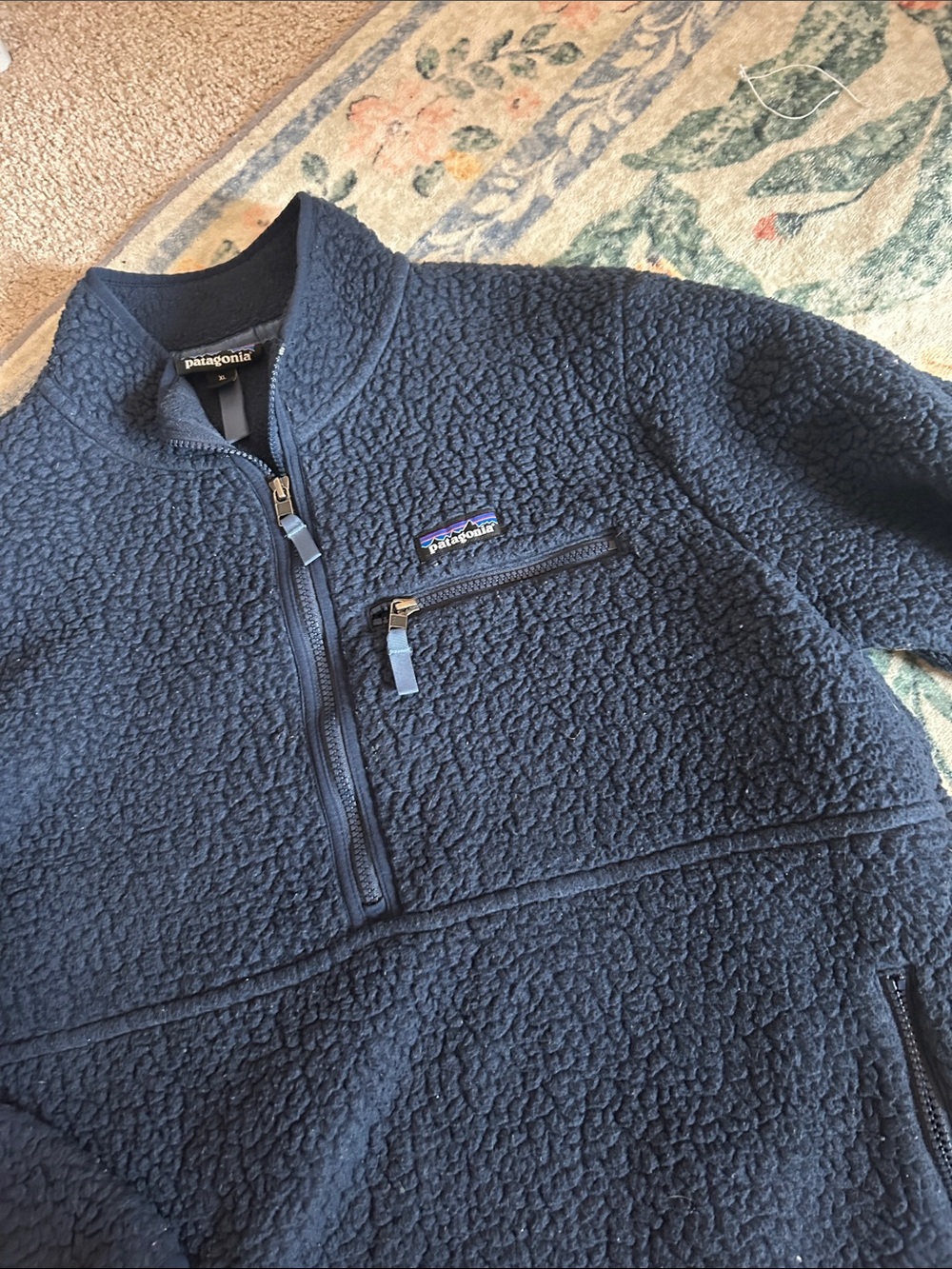 Patagonia Womens Navy Half-Zip Fleece Pullover XL - Picture 3 of 7